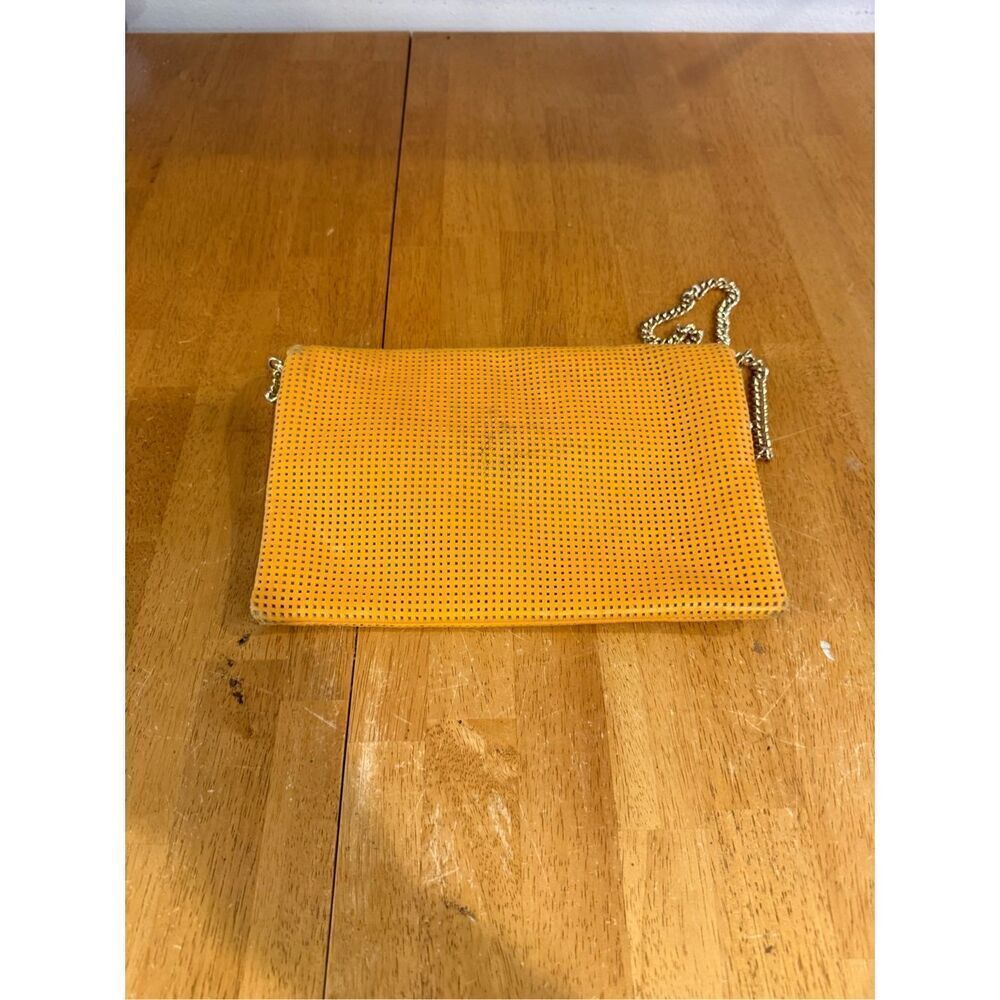 Henri Bendel Yellow Leather Gold Chain Crossbody Clutch Bag - Picture 6 of 12